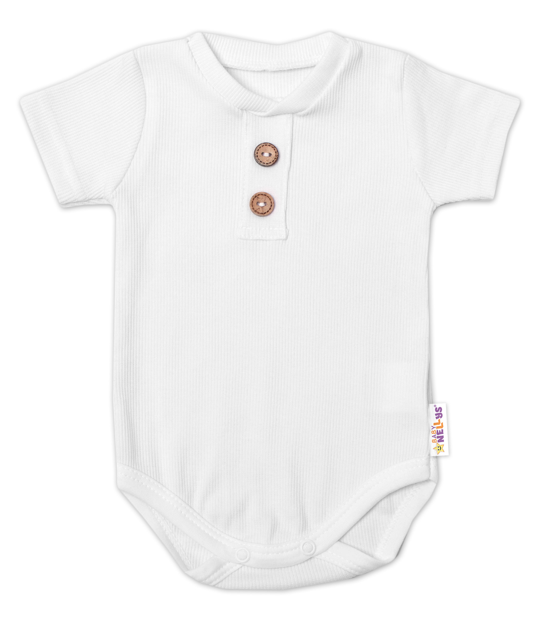 Baby Nellys Kojenecké žebrované body s knoflíčky kr. rukáv
