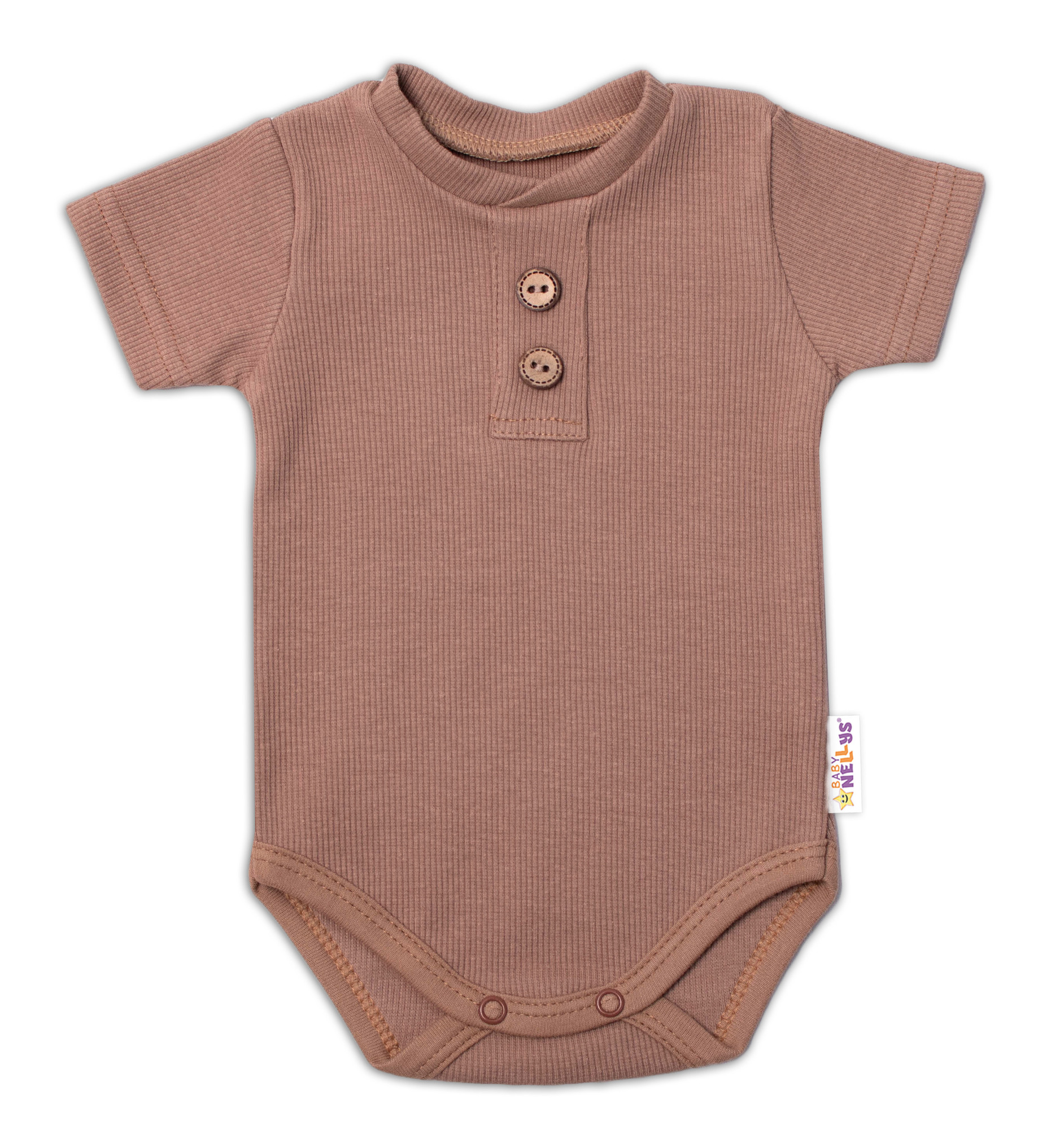 Baby Nellys Kojenecké žebrované body s knoflíčky kr. rukáv