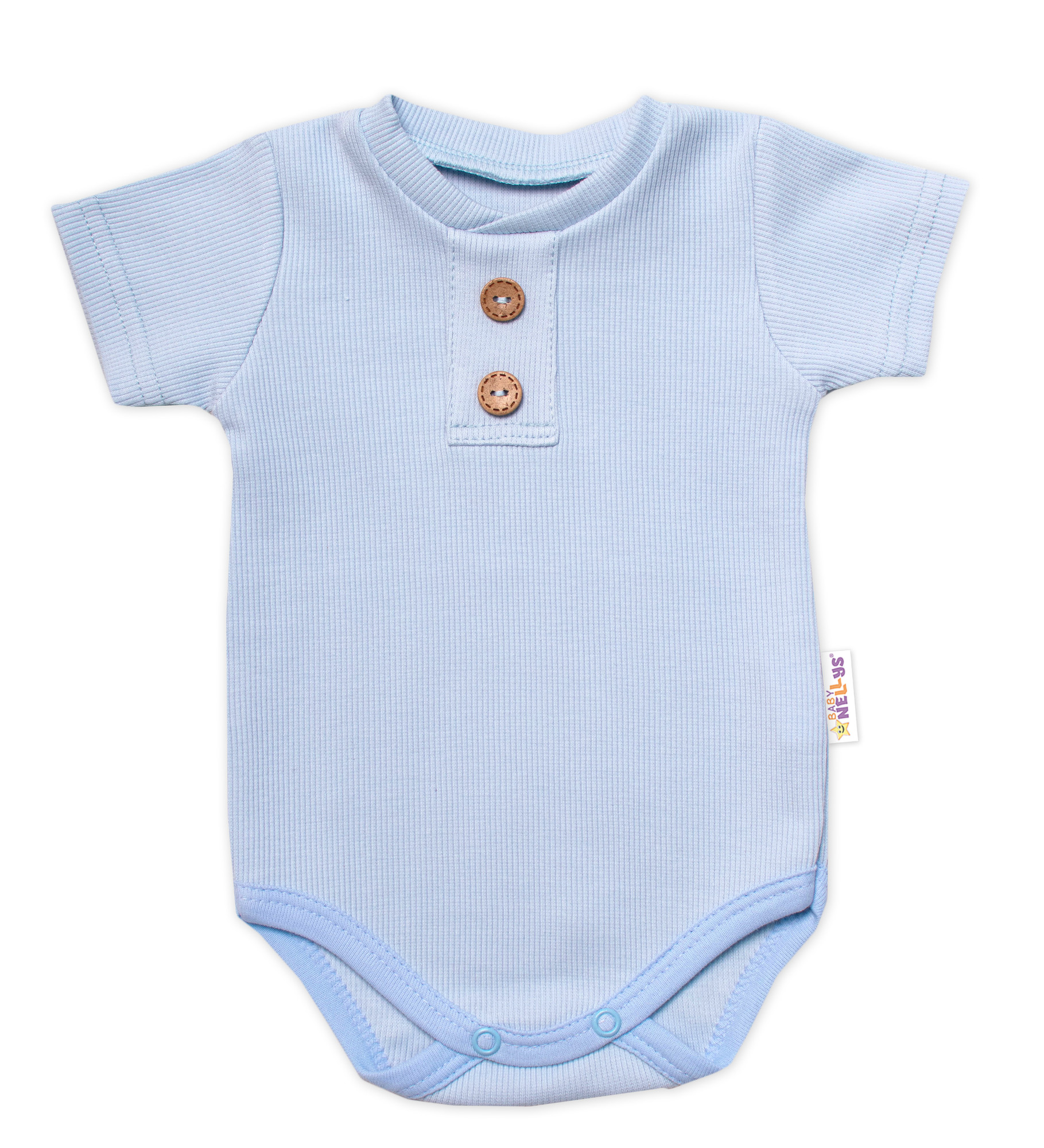 Baby Nellys Kojenecké žebrované body s knoflíčky kr. rukáv