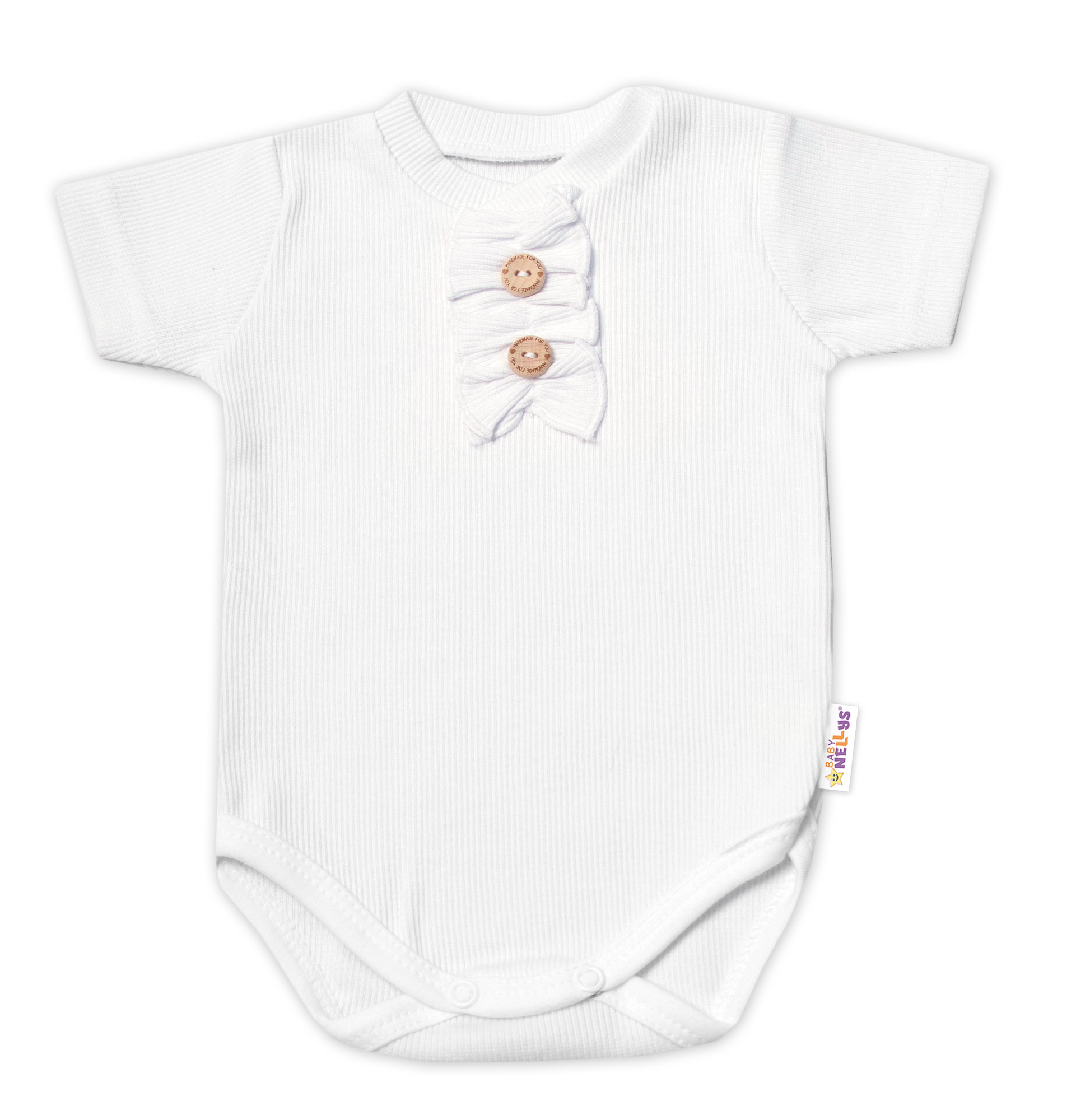 Baby Nellys Kojenecké žebrované body s knoflíčky kr. rukáv