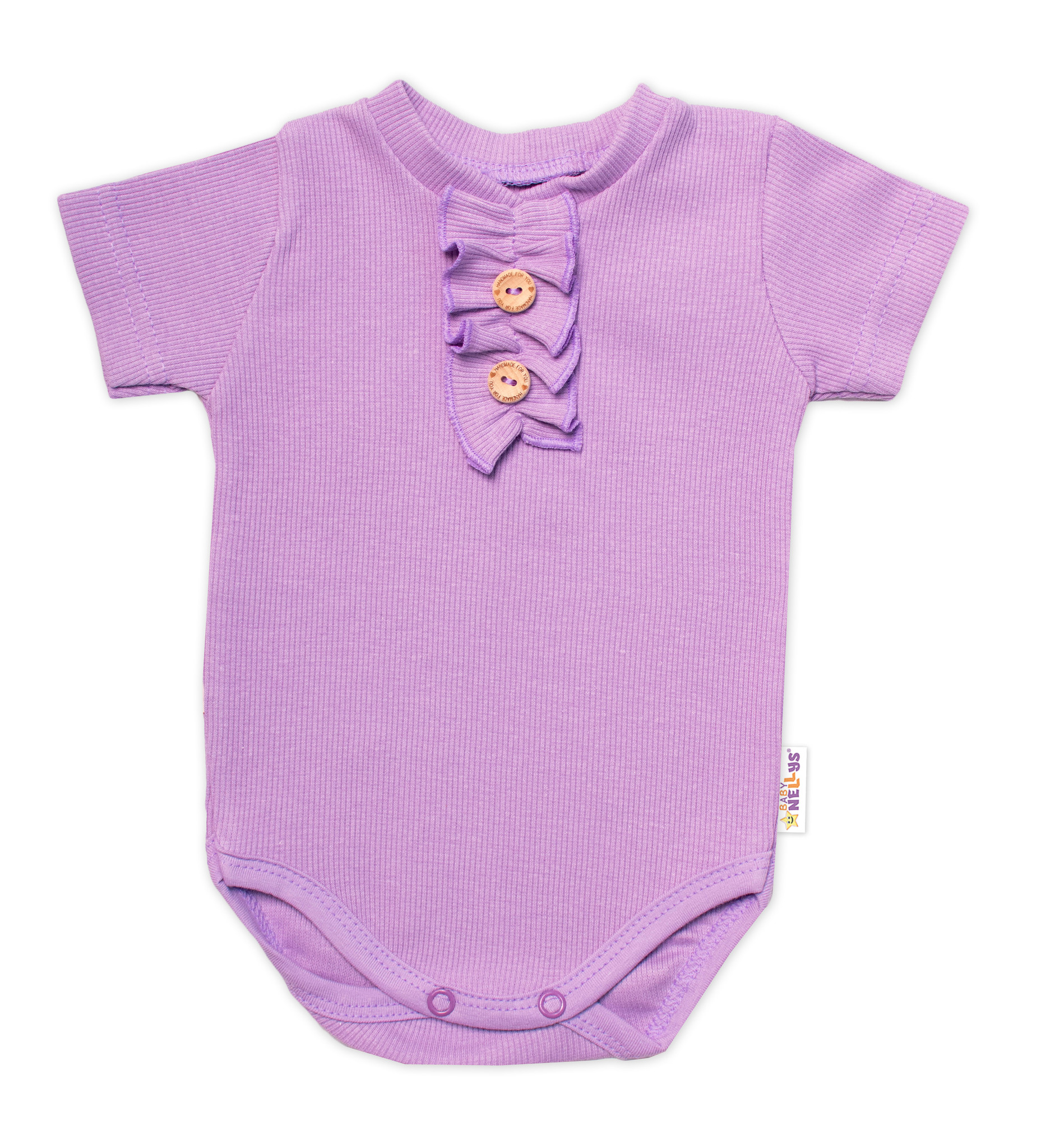 Baby Nellys Kojenecké žebrované body s knoflíčky kr. rukáv