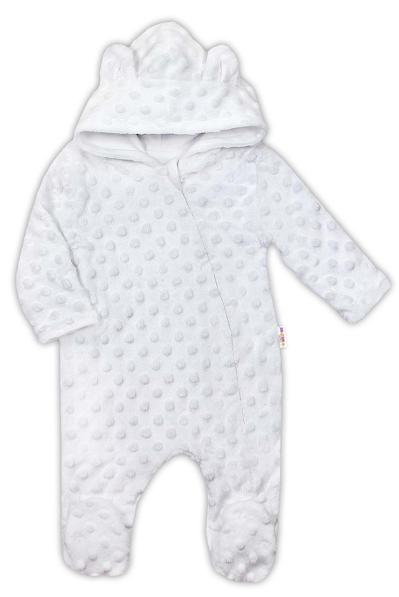 Baby Nellys Kombinézka/overálek MINKY s kapucí a oušky - bílá vel.  80 Baby Nellys
