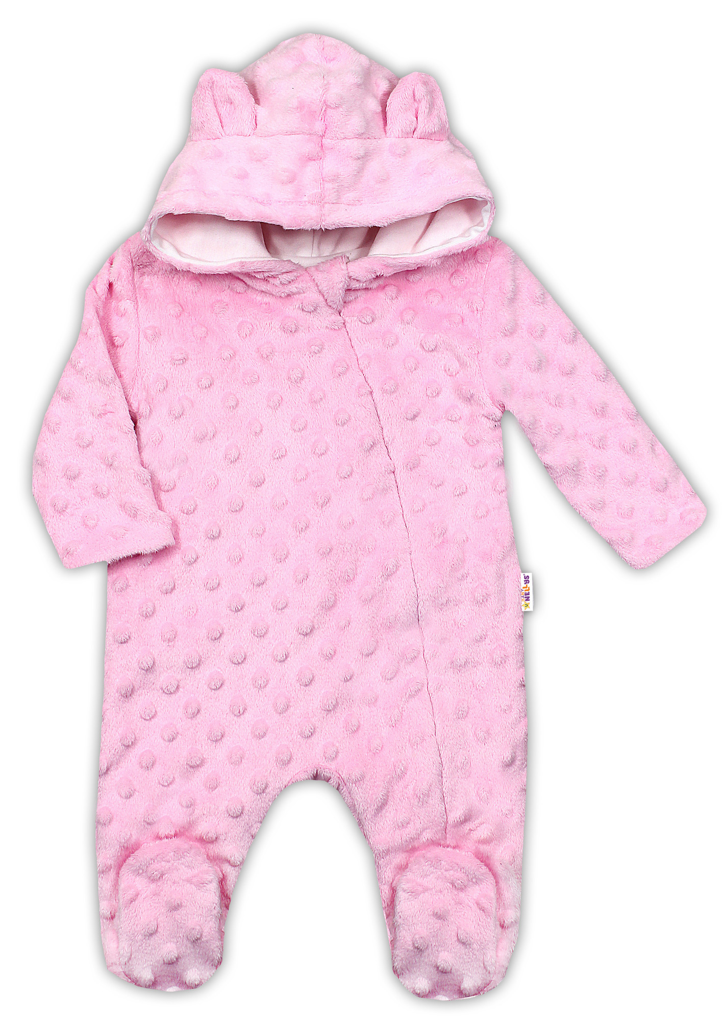 Baby Nellys Kombinézka/overálek MINKY s kapucí a oušky - růžová vel.  80 Baby Nellys