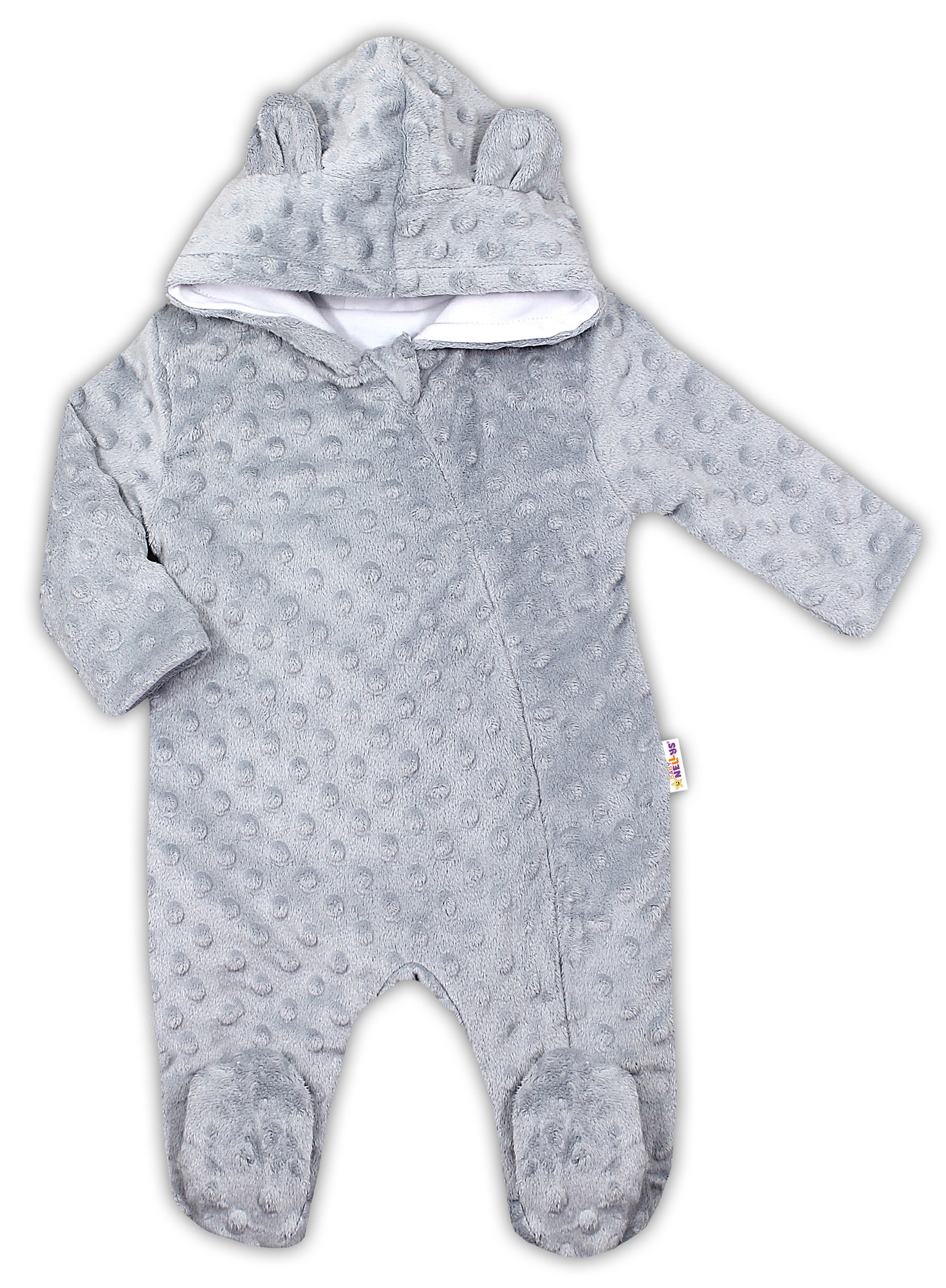Baby Nellys Kombinézka/overálek MINKY s kapucí a oušky - šedá vel.  80 Baby Nellys