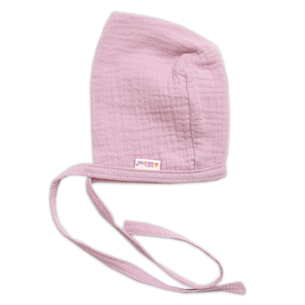 Baby Nellys Mušelínová čepička na zavazování bonetka Girl