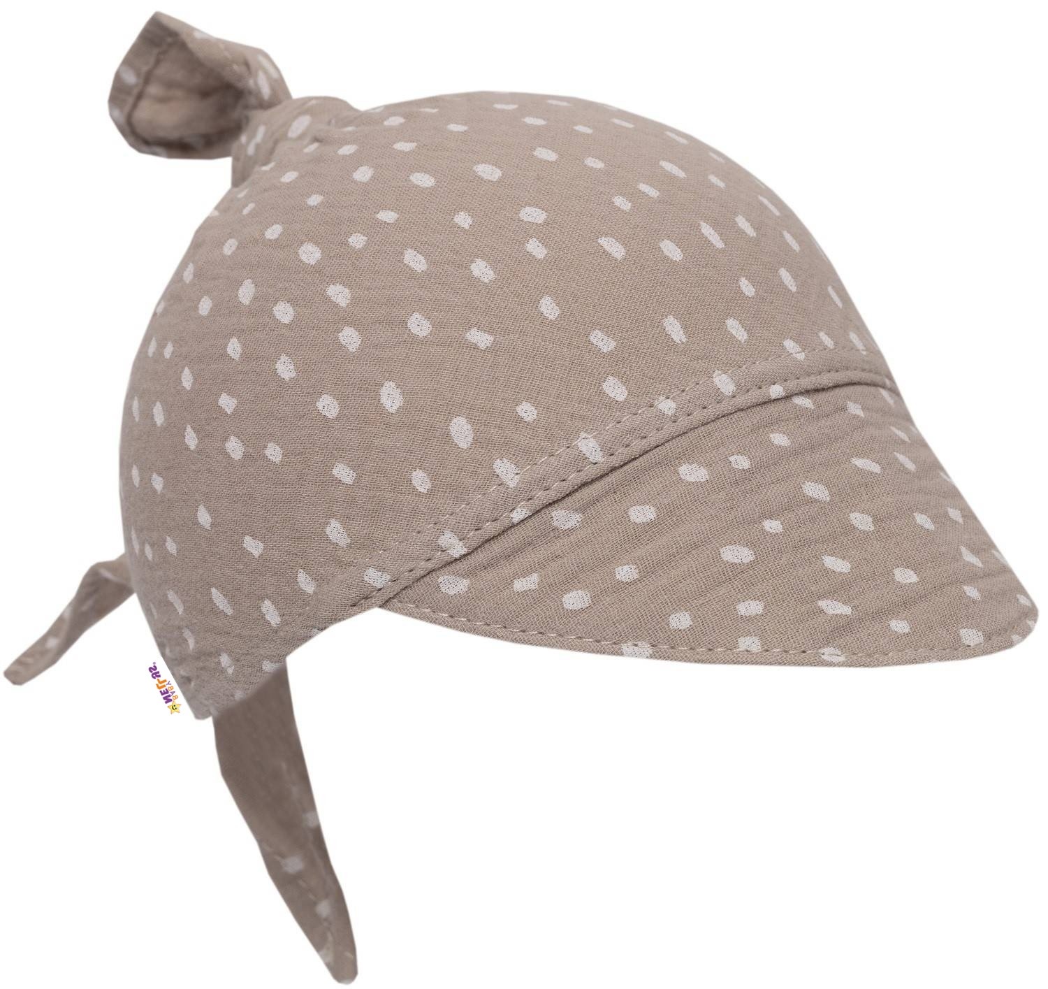 Baby Nellys Mušelínový šátek s kšiltem DOTS