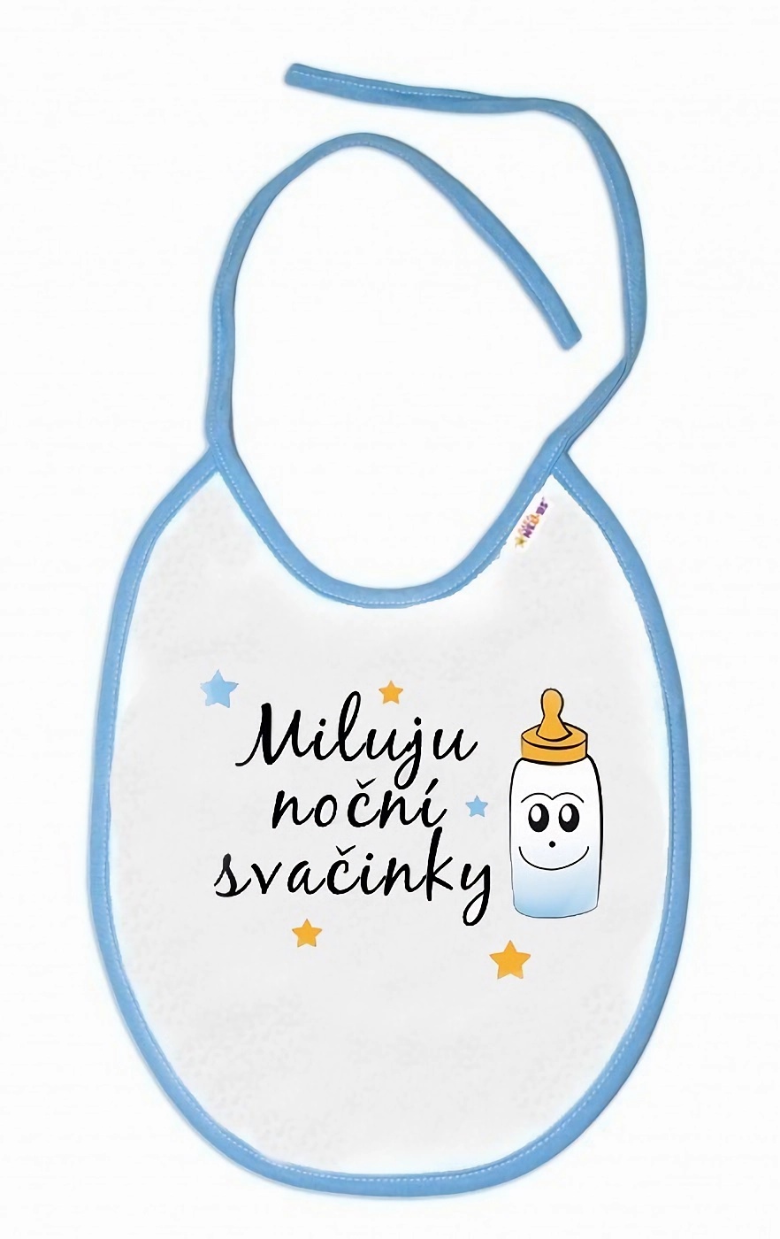 Baby Nellys Nepromokavý bryndáček  Miluju noční svačinky