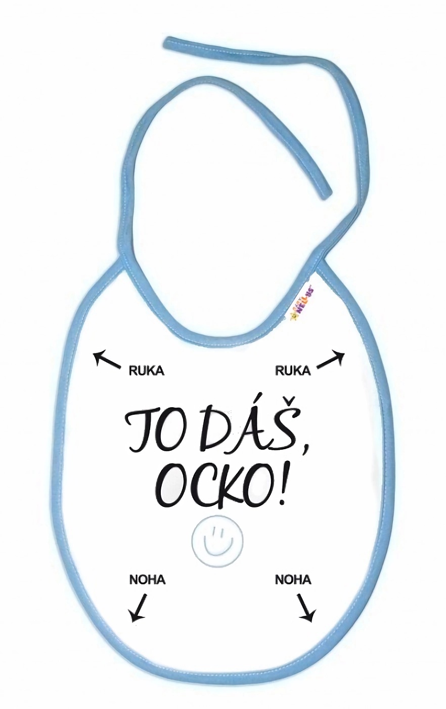 Baby Nellys Nepromokavý bryndáček TO DÁŠ OCKO! modrý Baby Nellys