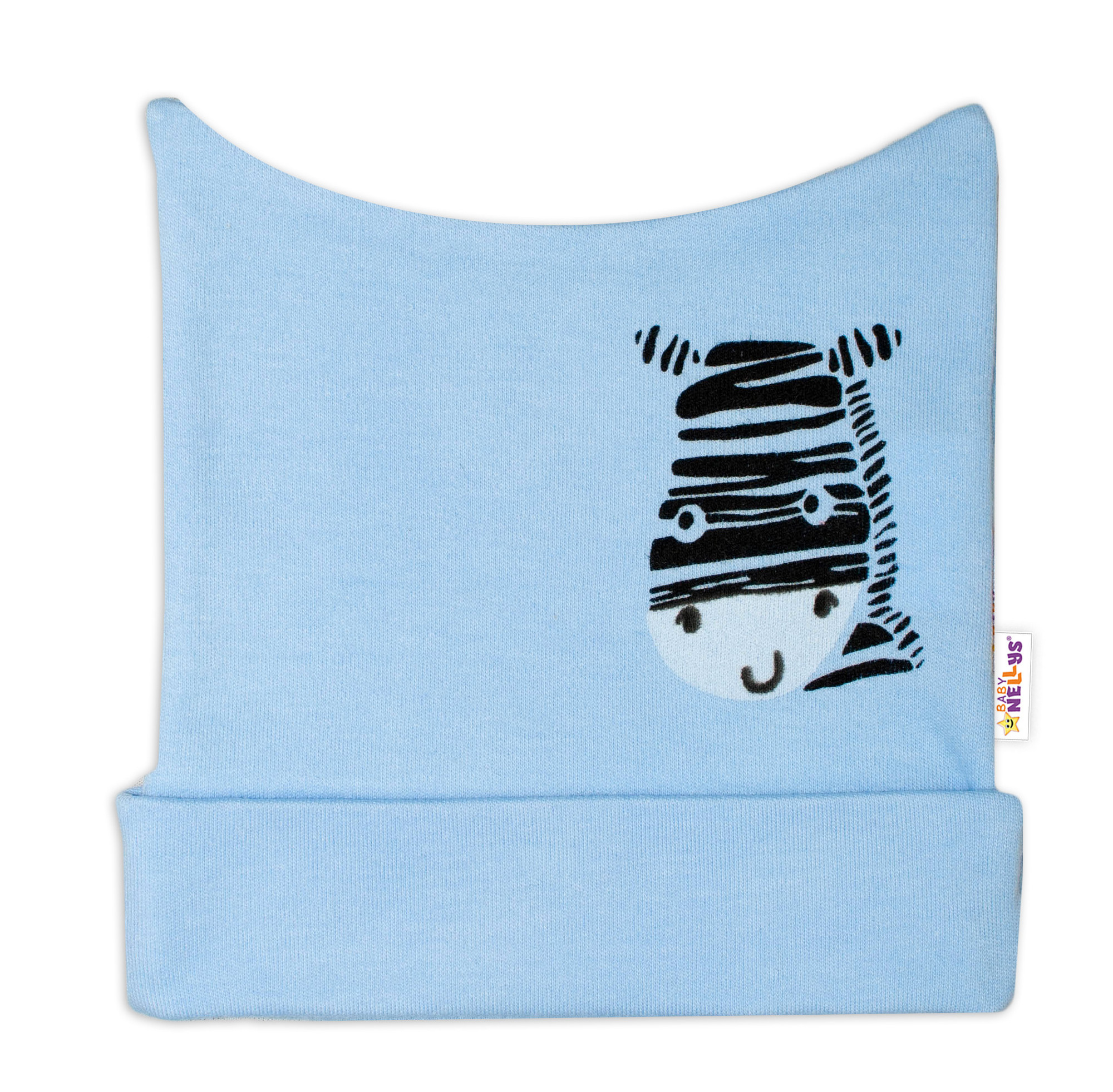 Baby Nellys Novorozenecká čepička  Zebra - modrá vel.  62 Baby Nellys