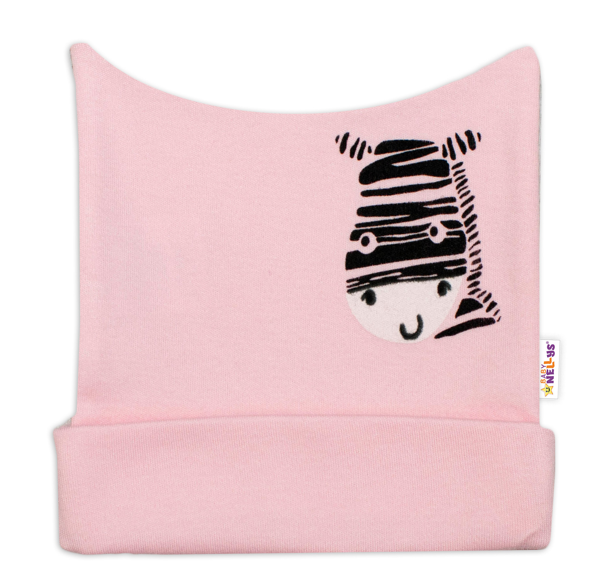 Baby Nellys Novorozenecká čepička  Zebra - růžová