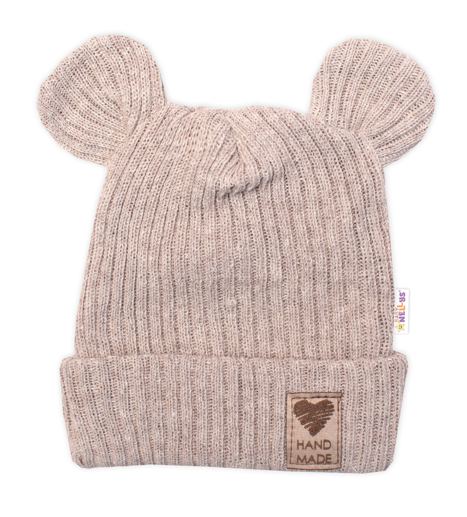 Baby Nellys Pletená bavlněná čepice s oušky