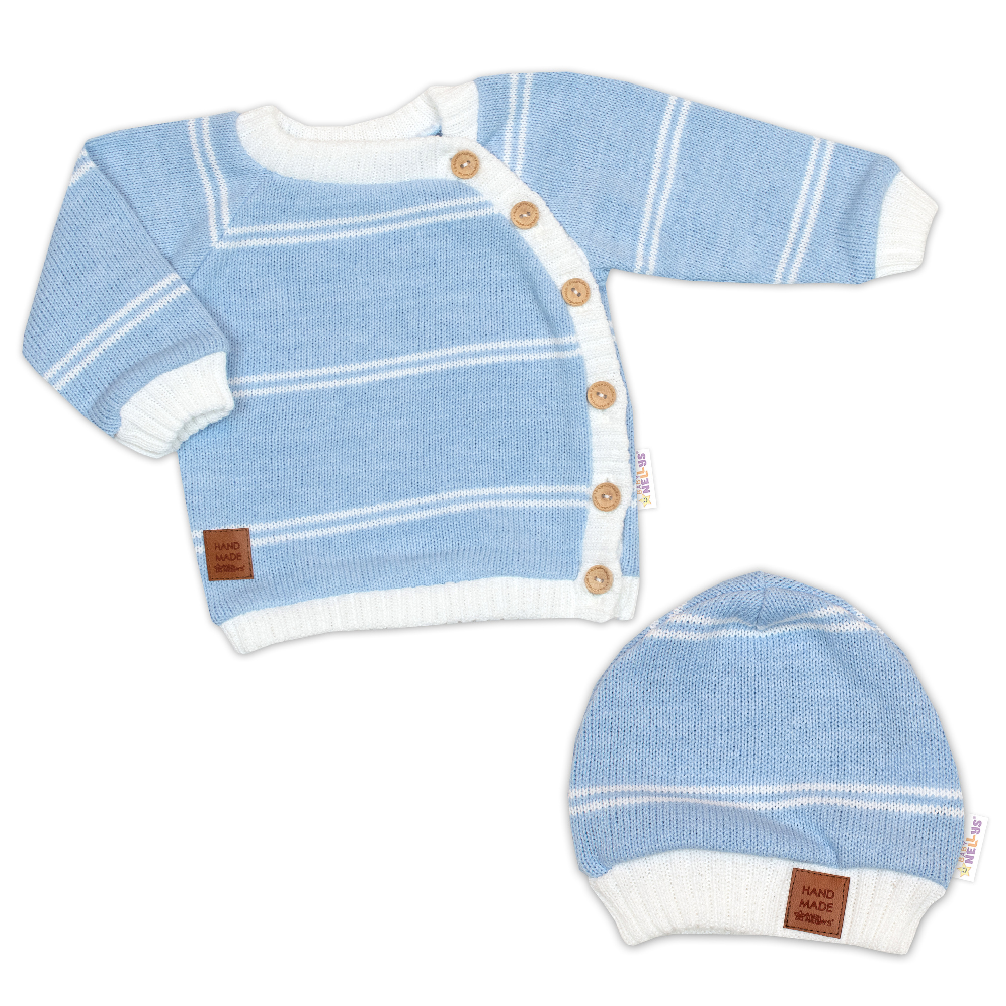 Baby Nellys Pletená sada s jemným proužkem 2D