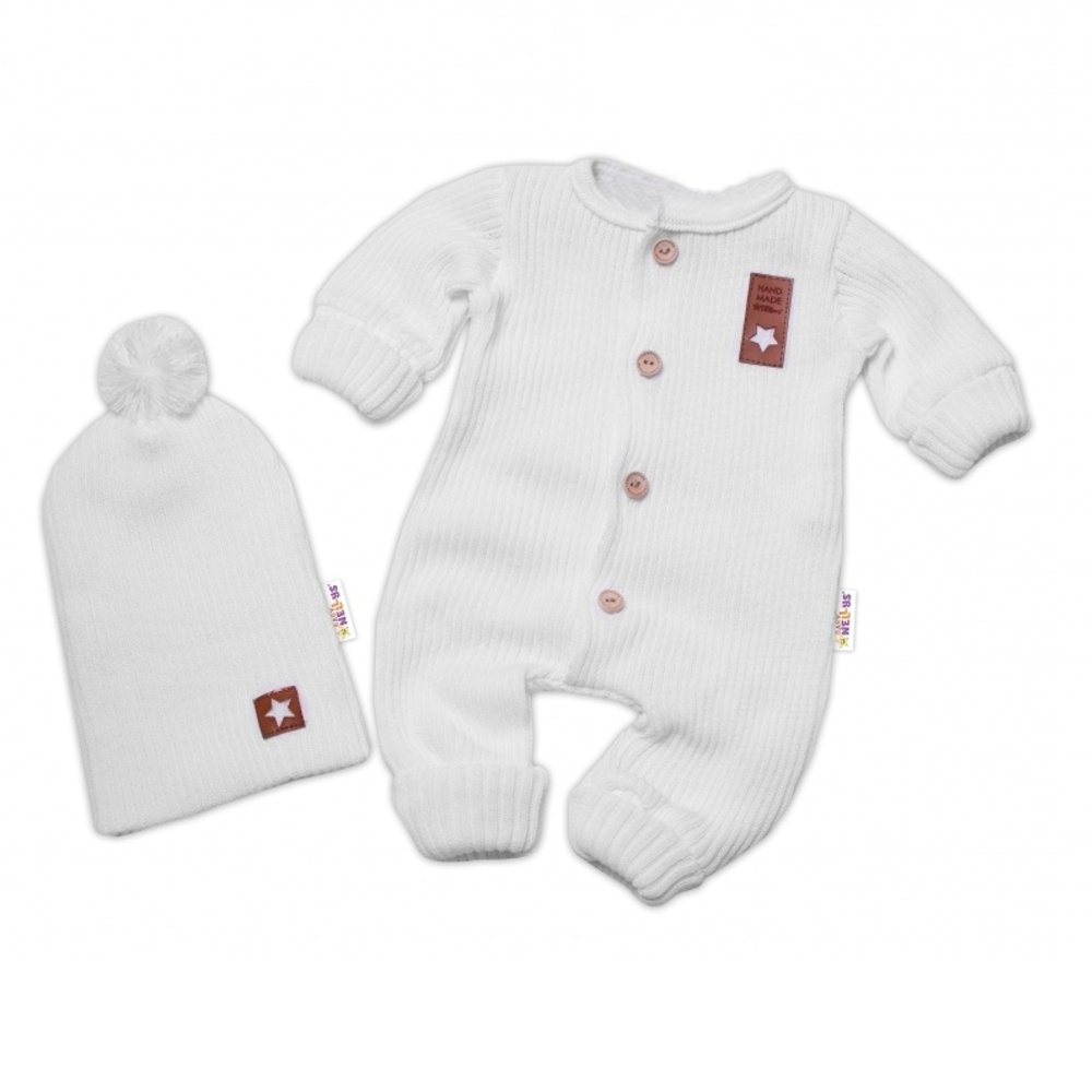 Baby Nellys Pletený overálek s knoflíčky Hand Made