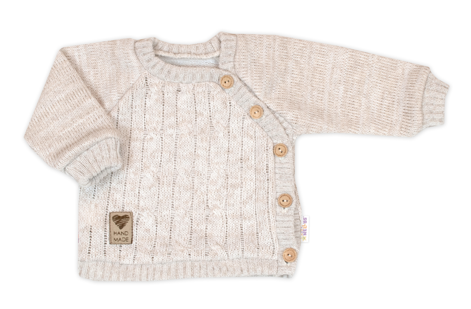 Baby Nellys Pletený svetřík a kalhoty s kapsou Hand Made 2D