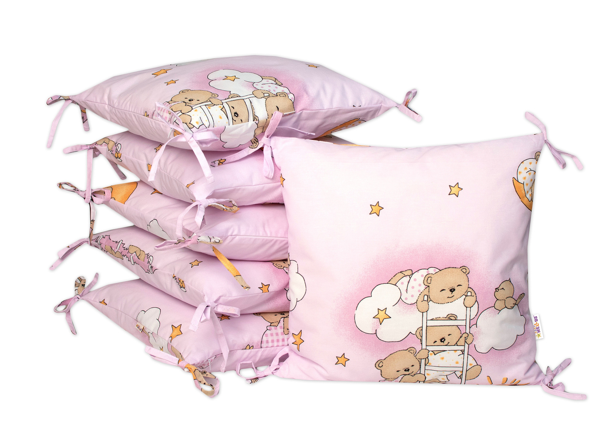 Baby Nellys Polštářkový mantinel  Medvídek na žebříku - růžový Baby Nellys
