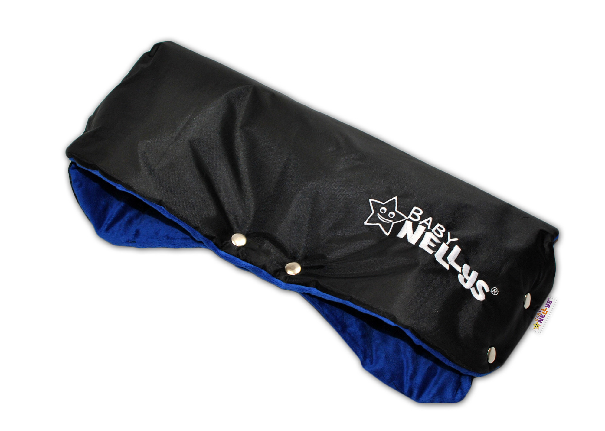 Baby Nellys Rukávník ke kočárku minky - modrá/černý Baby Nellys