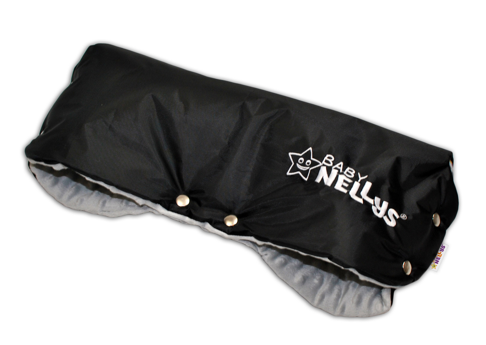 Baby Nellys Rukávník ke kočárku minky - sv. šedá/černý Baby Nellys