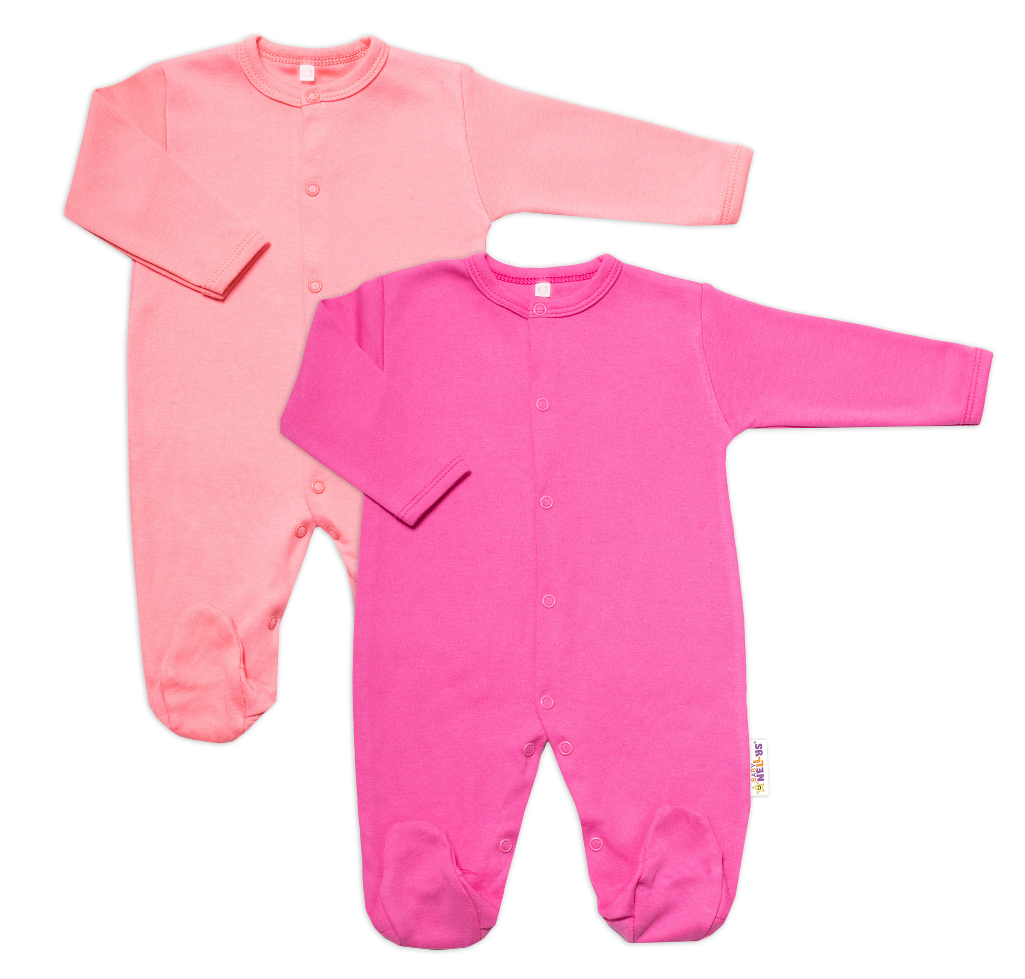 Baby Nellys Sada 2 bavlněných overalů Basic Pastel