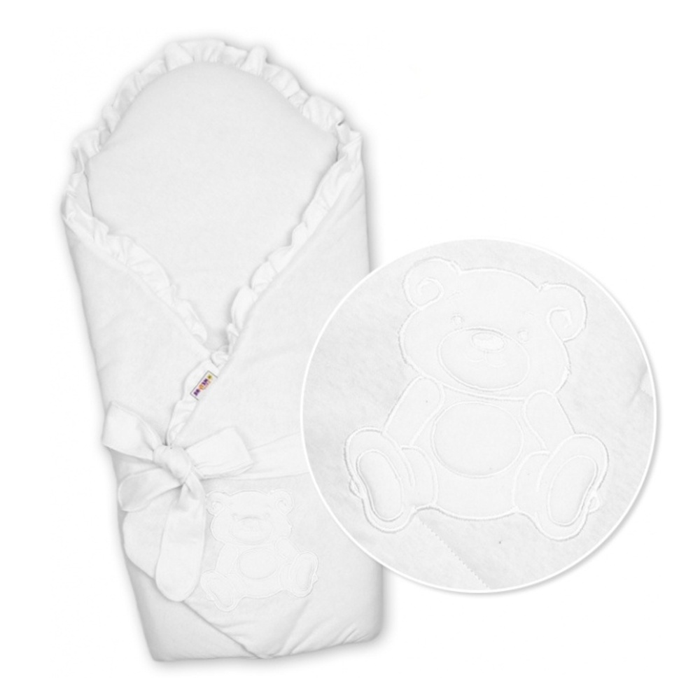 Baby Nellys Zavinovačka s výztuží Teddy Bear - jersey - bílá Baby Nellys