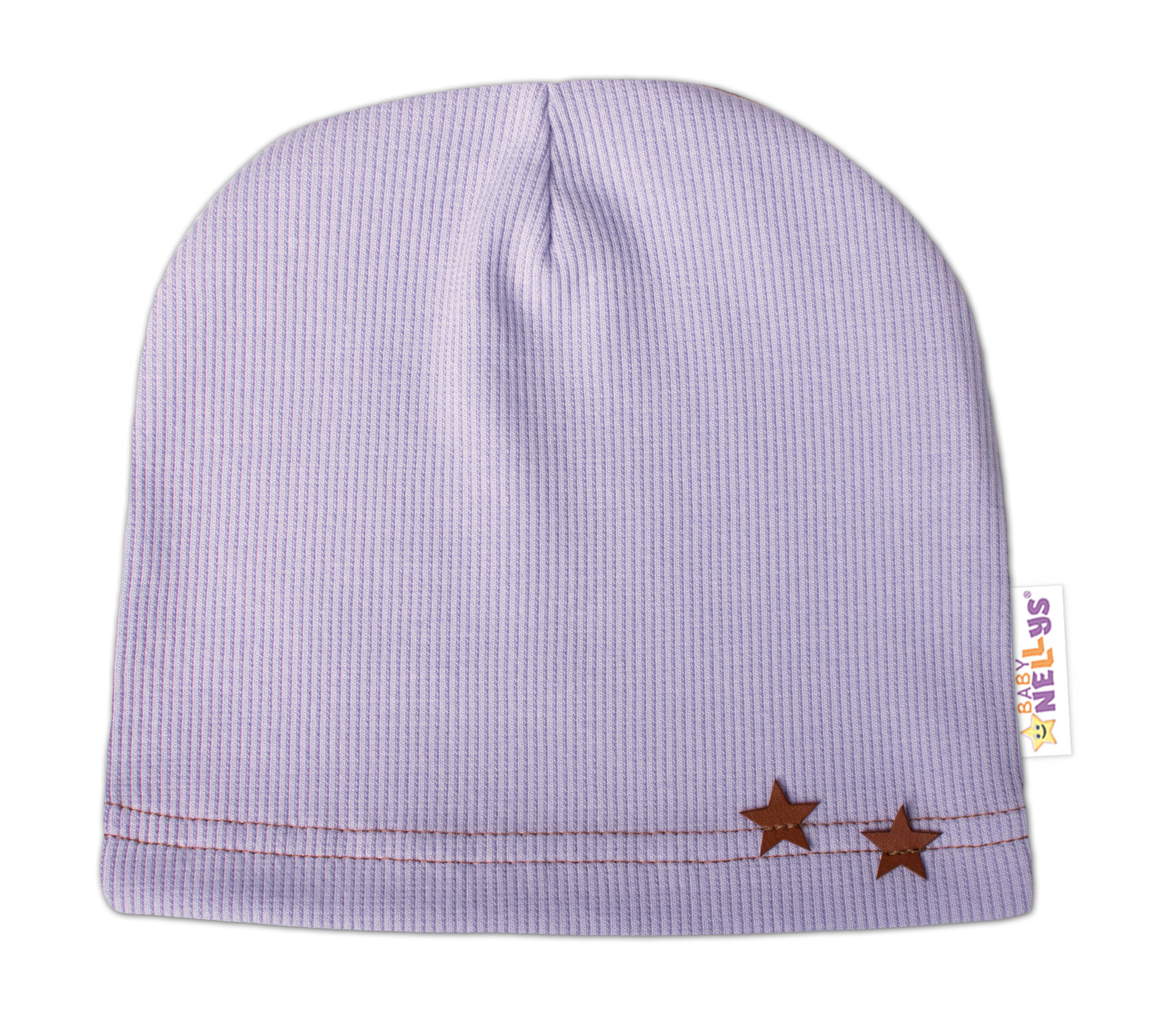 Baby Nellys Žebrovaná čepice Hvězdičky - lila vel.  80/86 Baby Nellys