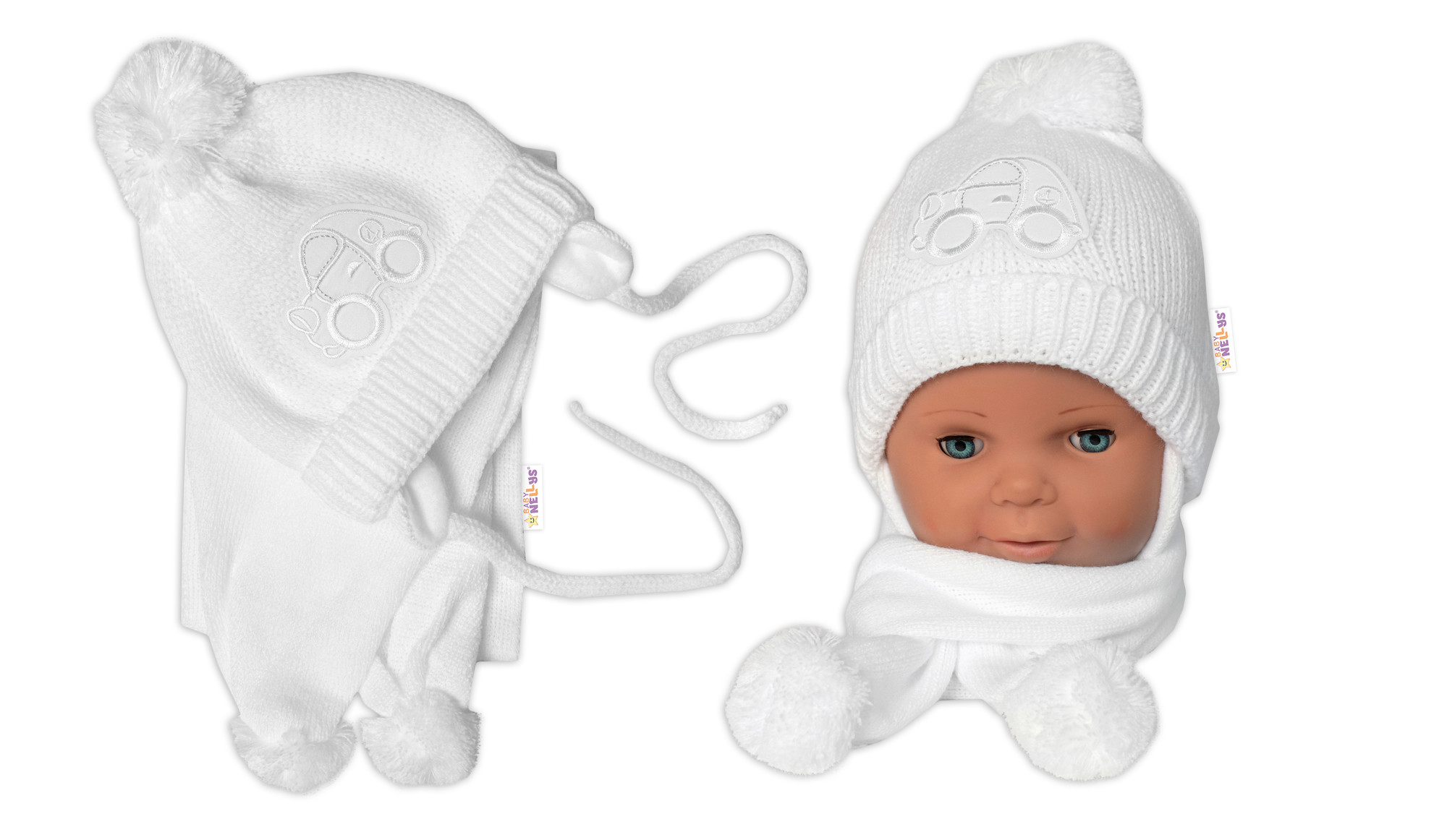 Baby Nellys Zimní čepička s šálou