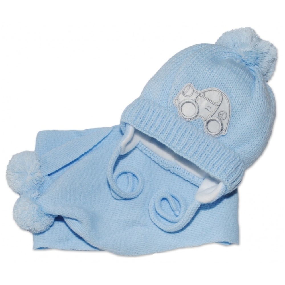 Baby Nellys Zimní čepička s šálou