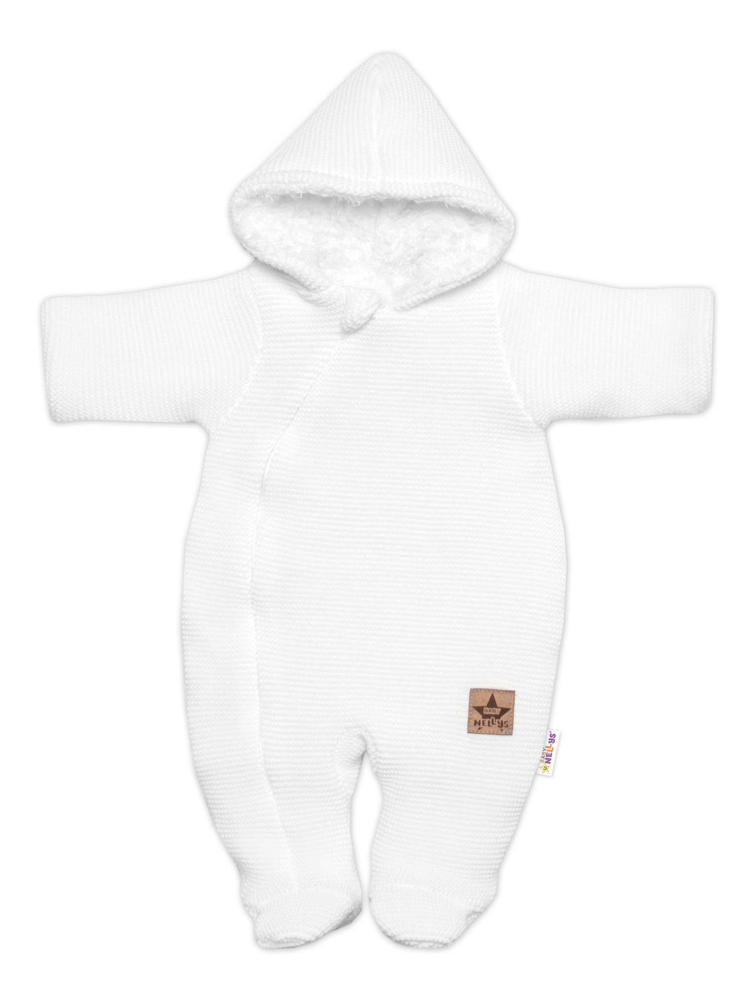 Baby Nellys Zimní pletená kombinézka/overálek s kapucí bílá vel.  74 Baby Nellys