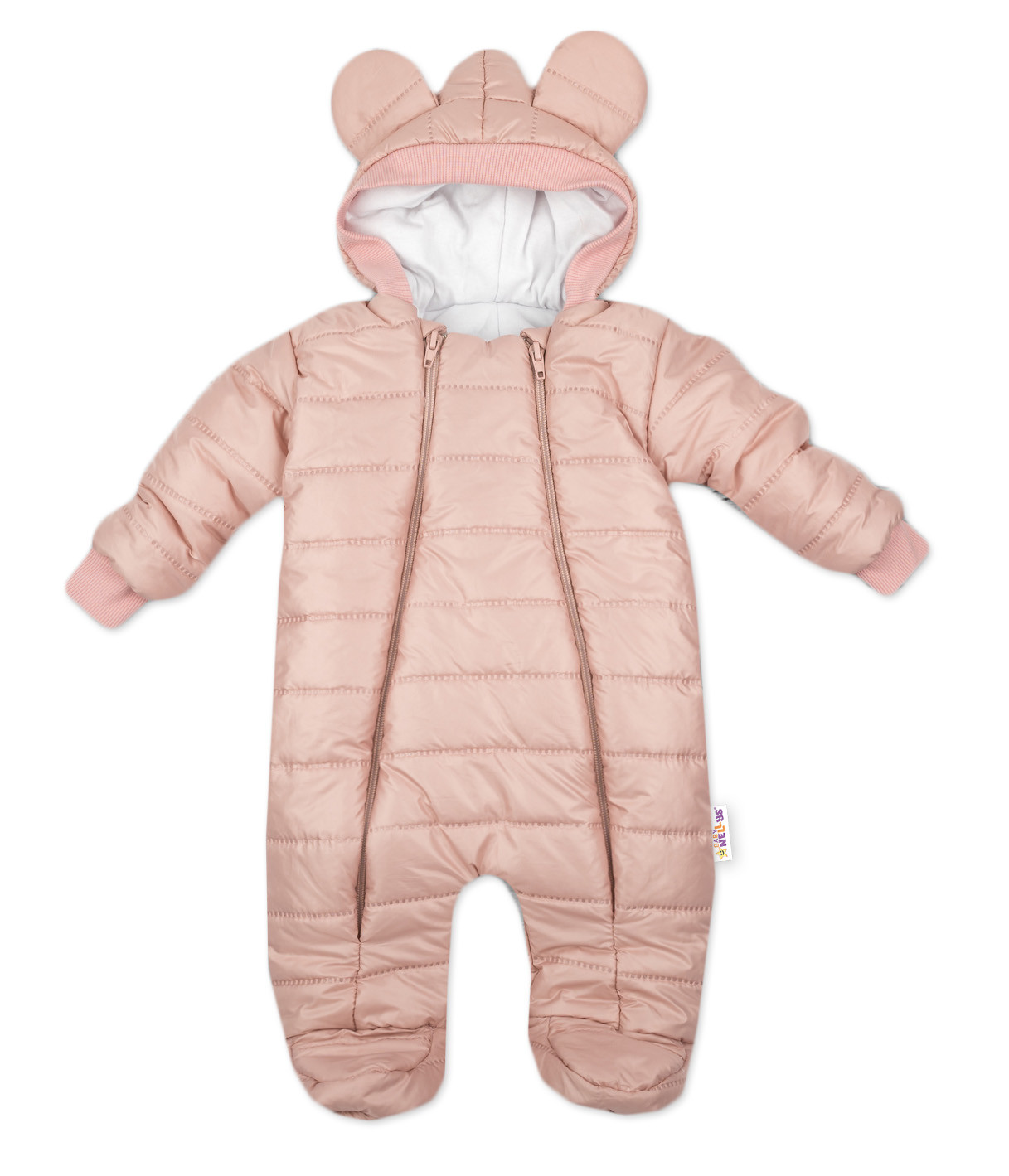 Baby Nellys Zimní prošívaná kombinéza Lux s kapucí Ouško