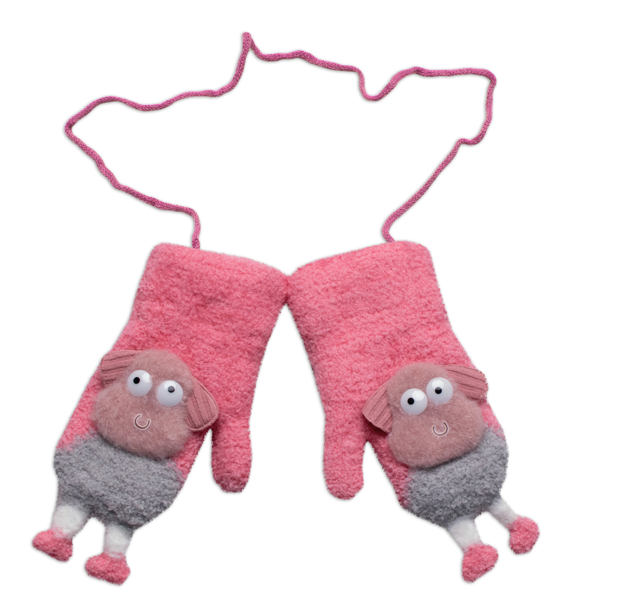 Baby Nellys Zimní rukavičky se šňůrkou a kožíškem