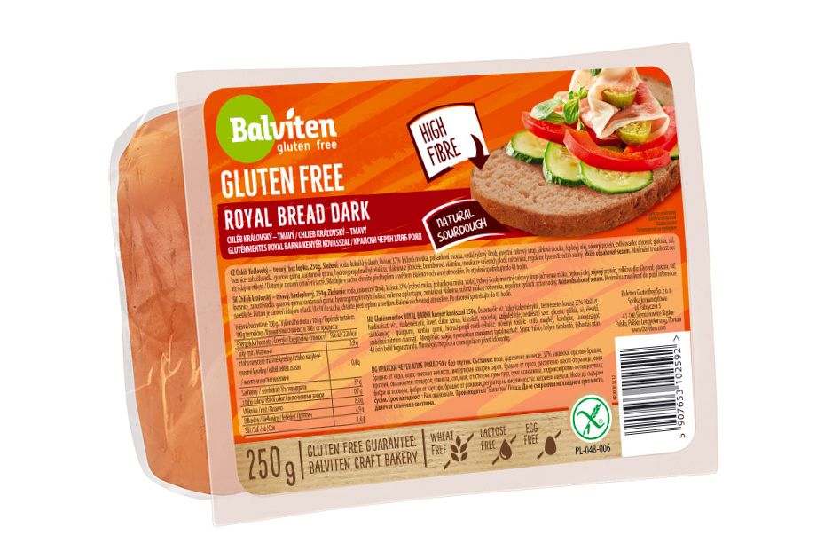 Balviten Royal Dark Bread bezlepkový chléb tmavý krájený 250 g Balviten