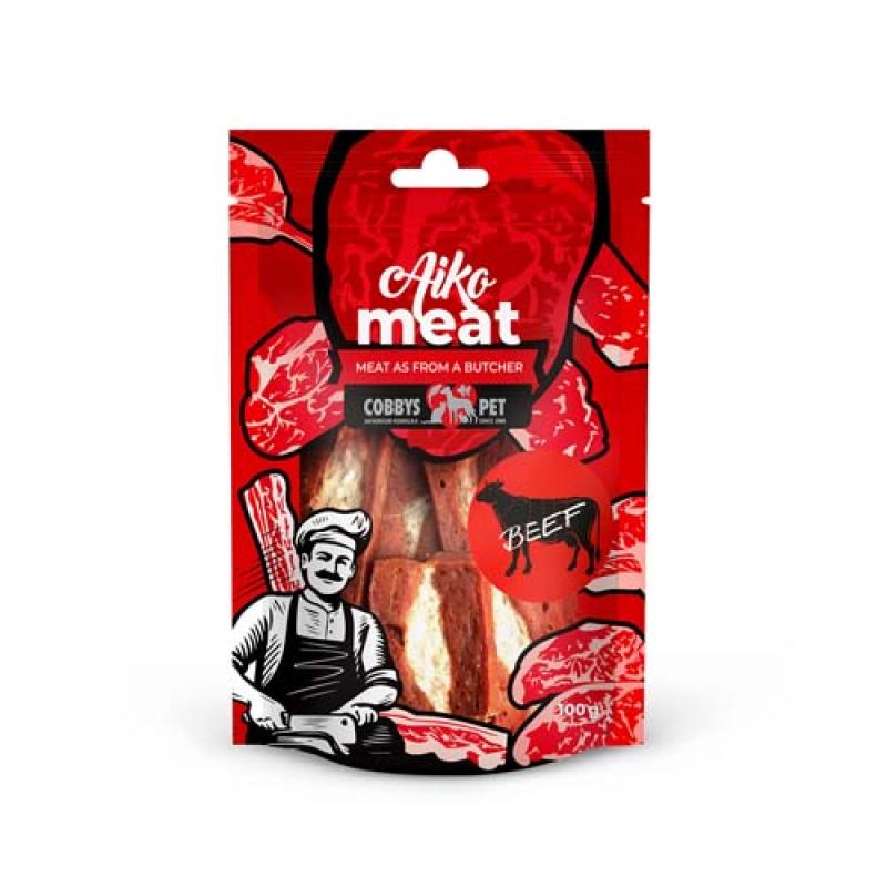 Cobbyspet AIKO Meat sušené hovězí maso s buvolí kůží a s hovězím filé 100g Cobbys Pet