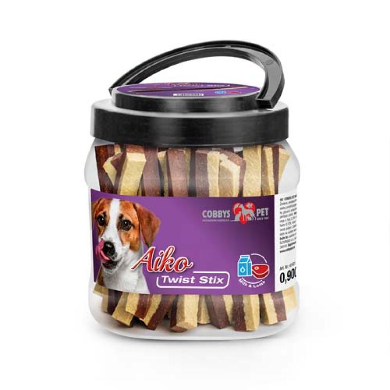Cobbyspet AIKO Twist Stix 12cm Mléko+Jehně 1ks Cobbys Pet