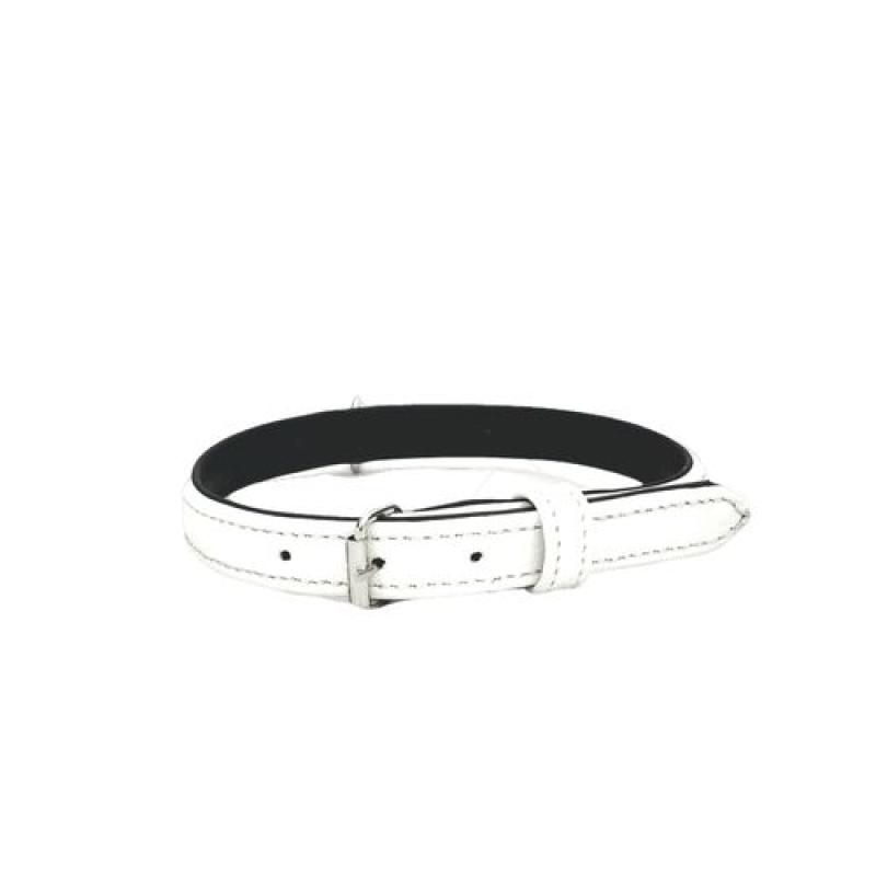 Cobbyspet Obojek z broušené pravé kůže bílý podšitý pravou černou kůží 15mm/5 Cobbys Pet