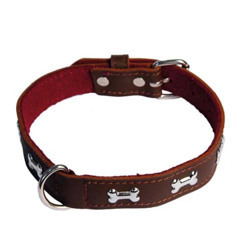 Cobbyspet Obojek z originální kůže zdoben kostičkami 35cm/25mm hnědý Cobbys Pet