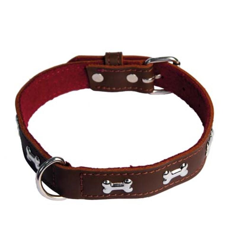Cobbyspet Obojek z originální kůže zdoben kostičkami 40cm/25mm hnědý Cobbys Pet