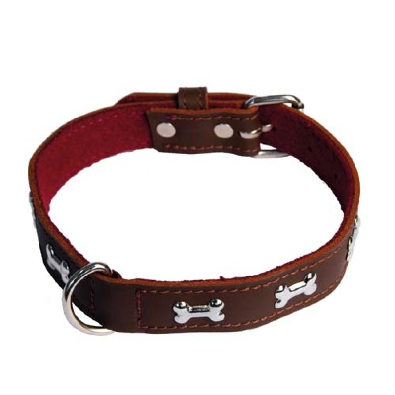 Cobbyspet Obojek z originální kůže zdoben kostičkami 45cm/25mm hnědý Cobbys Pet