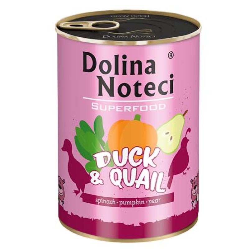 Dolina Noteci SUPERFOOD 400g kachna a křepelka pro psy 80% masa Dolina Noteci