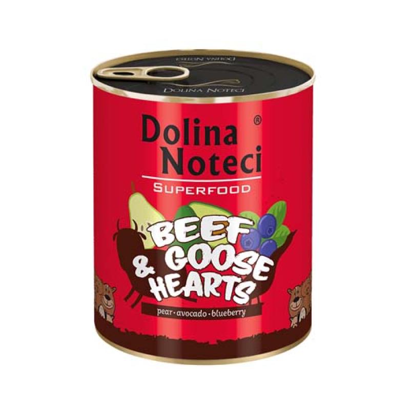 Dolina Noteci SUPERFOOD 800g hovězí a husí srdce pro psy 80% masa Dolina Noteci