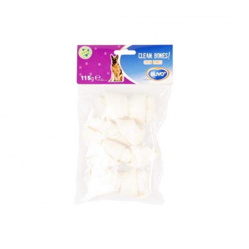 Duvo+ CELAN BONES! Uzel bílý z buvolí kůže 9cm 4ks 115g Duvo+