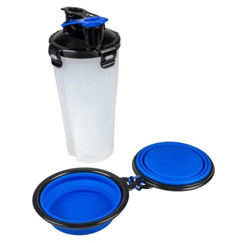 Duvo+ Cestovní sada na krmivo a vodu 350 ml - 11x11x23cm modročerný Duvo+