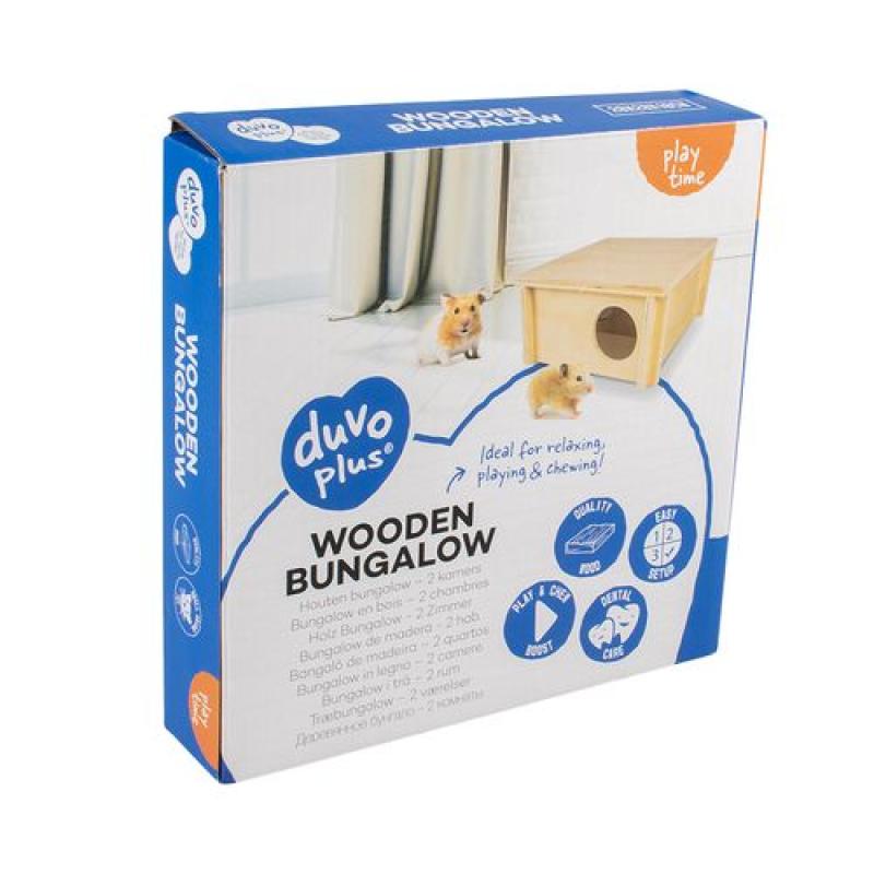 Duvo+ Dřevěný domeček pro drobné hlodavce 20x20x10cm bungalov Duvo+