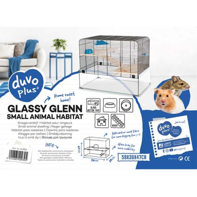 Duvo+ Klec pro drobné hlodavce se skleněným dnem 59x38x47cm Duvo+