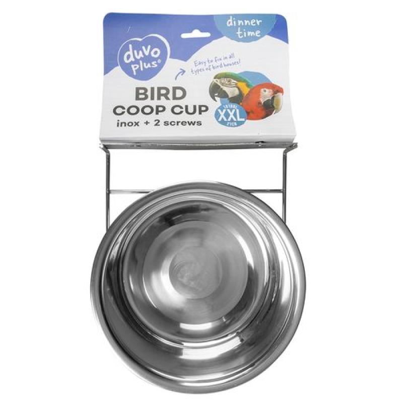 Duvo+ Nerezová miska pro ptáky na přišroubování do klece + 2 šrouby XXL 1810ml Duvo+