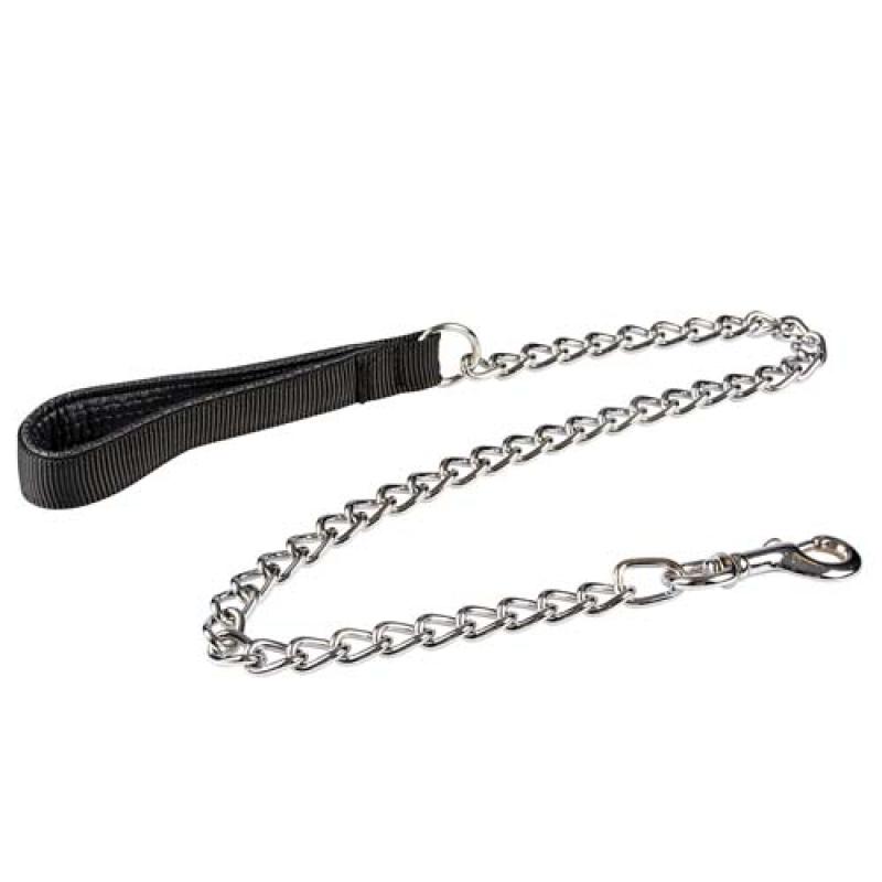 Duvo+ Řetězové vodítko s černým nylonovým držadlem 100cm/2mm Duvo+