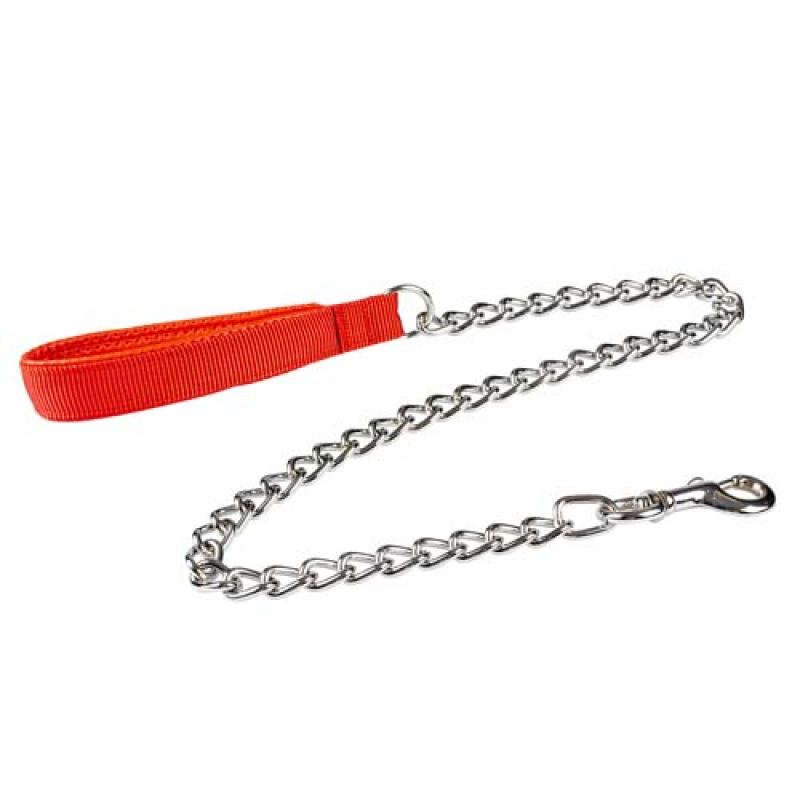 Duvo+ Řetězové vodítko s červeným nylonovým držadlem 50cm/4mm Duvo+