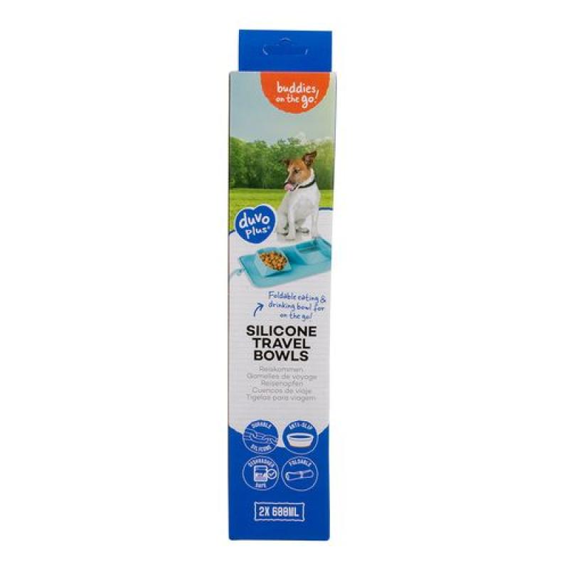 Duvo+ Silikonová skládací dvojmiska na cestování 600ml 39x23