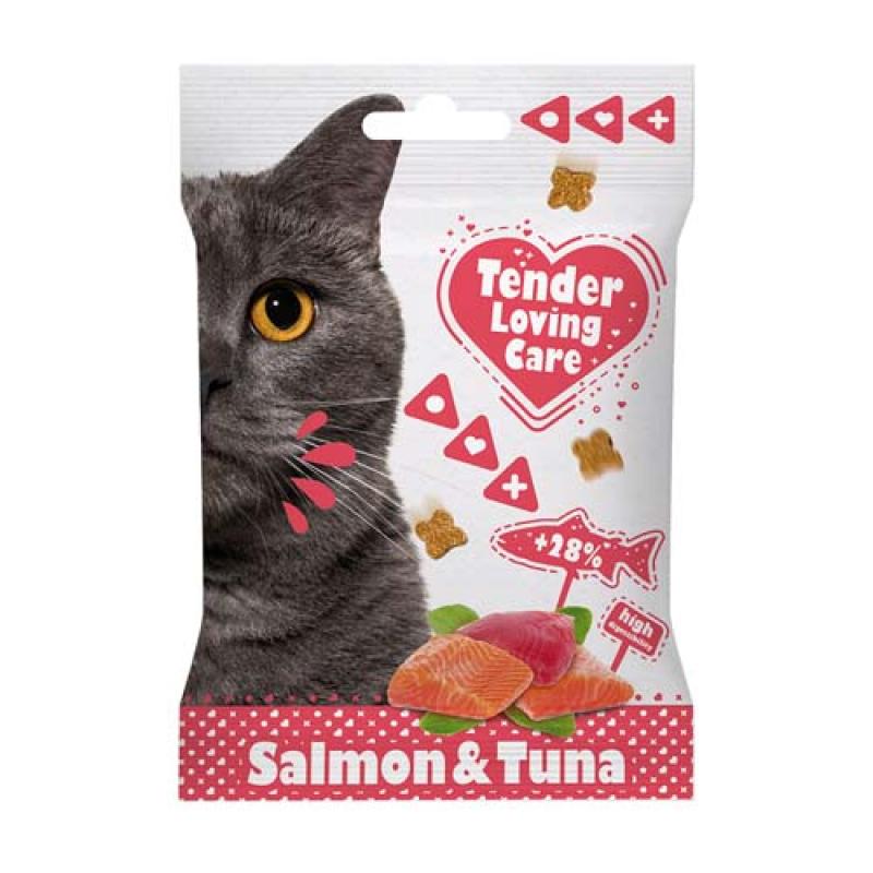 Duvo+ Tender Loving Care Měkká pochoutka pro kočky losos a tuňák 50g Duvo+