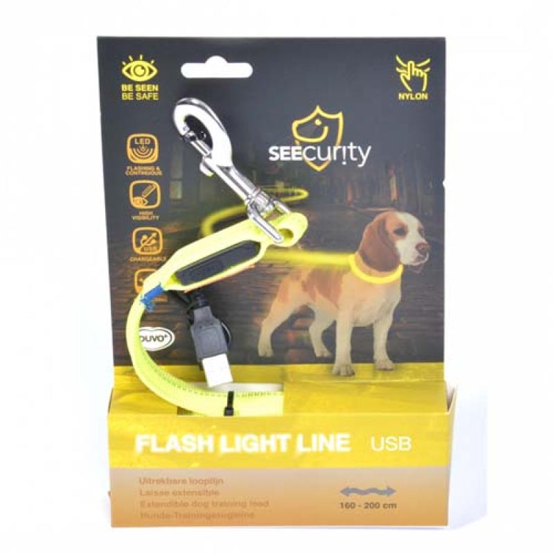 Duvo+ Vodítko LED Svítící neonové žluté 200 cm / 2