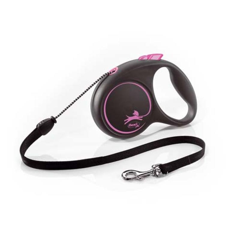 Flexi Black Design M lanko 5m  růžová do 20kg Flexi