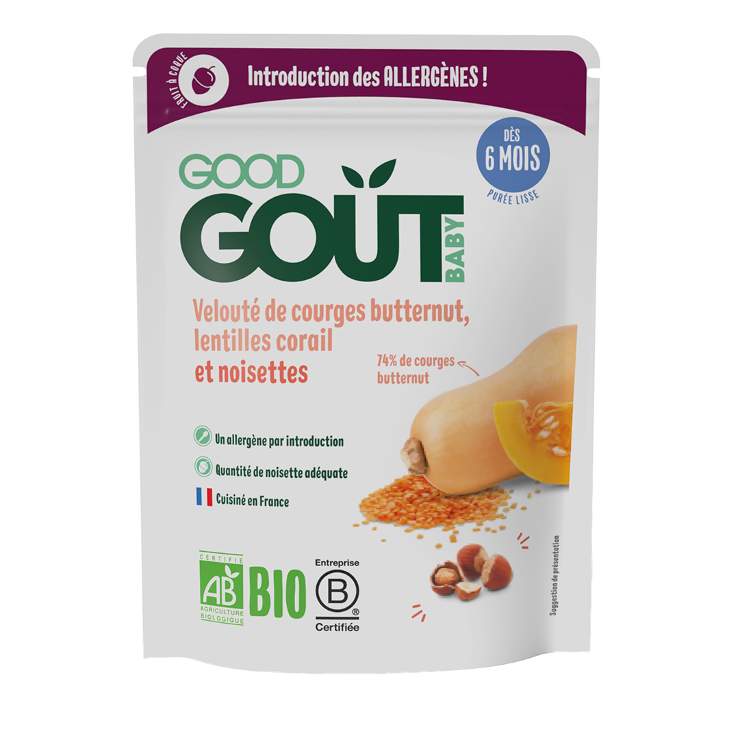 Good Gout BIO Dýňová polévka s červenou čočkou 6m+ 190 g Good Gout